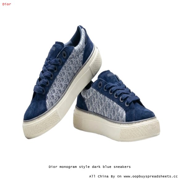 Dior monogram style dark blue sneakers