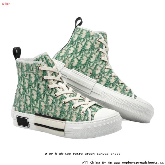Dior high-top retro green canvas shoes
