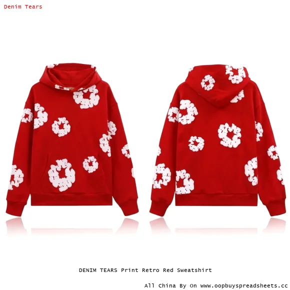 DENIM TEARS Print Retro Red Sweatshirt
