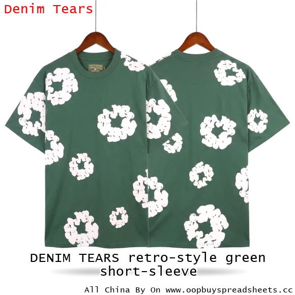 DENIM TEARS retro-style green short-sleeve