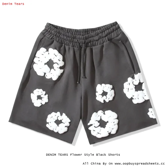 DENIM TEARS Flower Style Black Shorts
