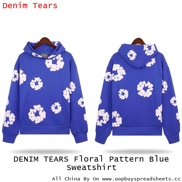 DENIM TEARS Floral Pattern Blue Sweatshirt