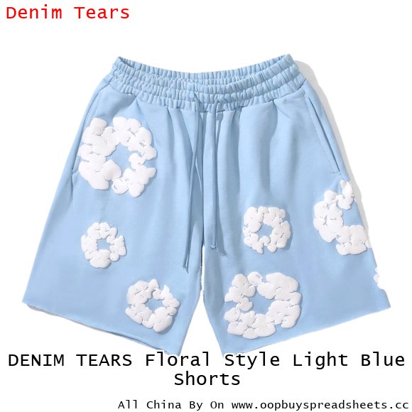 DENIM TEARS Floral Style Light Blue Shorts