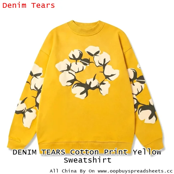 DENIM TEARS Cotton Print Yellow Sweatshirt