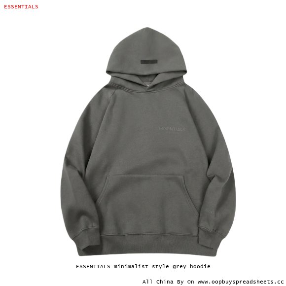 ESSENTIALS minimalist style grey hoodie