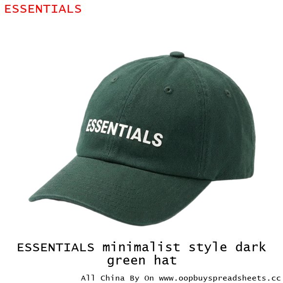 ESSENTIALS minimalist style dark green hat