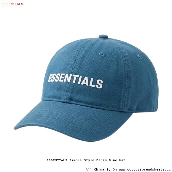 ESSENTIALS Simple Style Denim Blue Hat