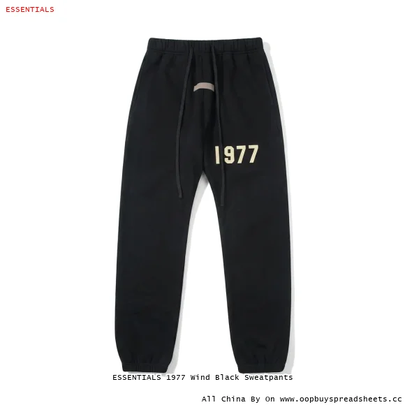 ESSENTIALS 1977 Wind Black Sweatpants