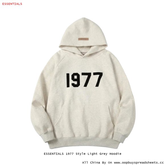 ESSENTIALS 1977 Style Light Grey Hoodie