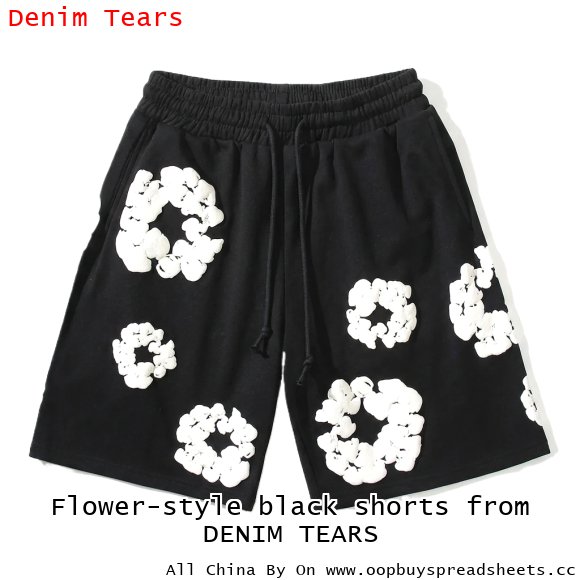 Flower-style black shorts from DENIM TEARS