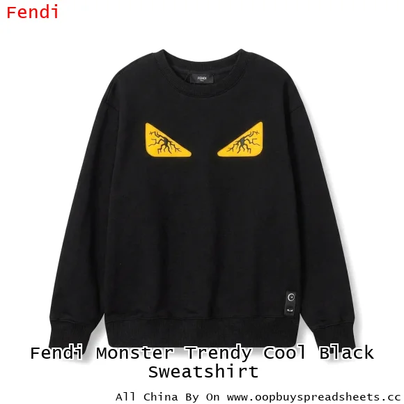 Fendi Monster Trendy Cool Black Sweatshirt