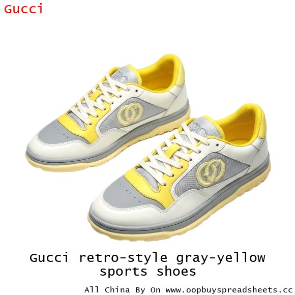 Gucci retro-style gray-yellow sports shoes