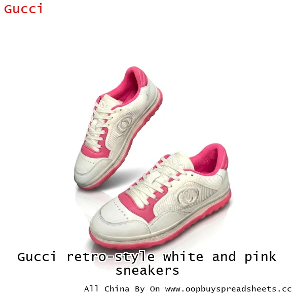 Gucci retro-style white and pink sneakers