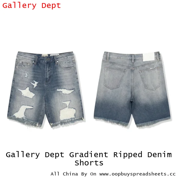 Gallery Dept Gradient Ripped Denim Shorts