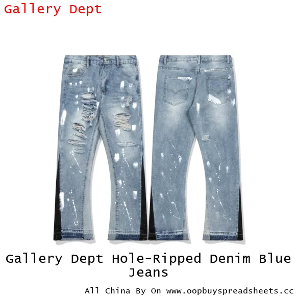 Gallery Dept Hole-Ripped Denim Blue Jeans