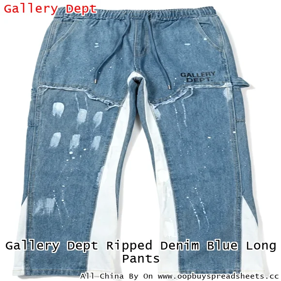 Gallery Dept Ripped Denim Blue Long Pants