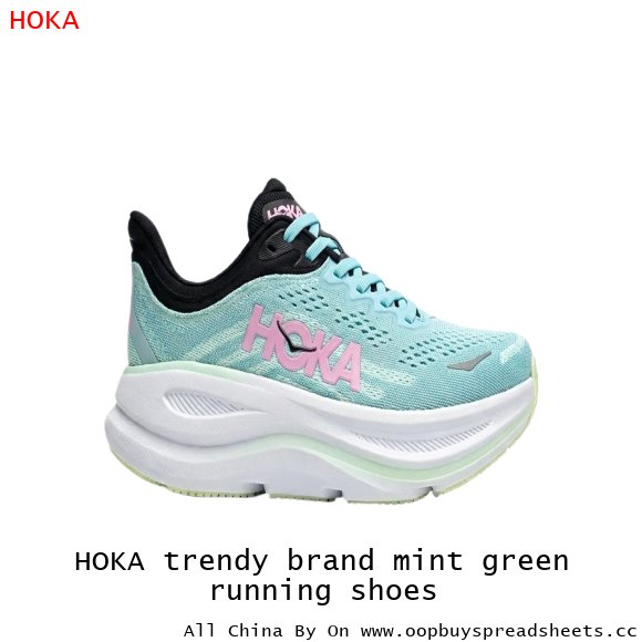 HOKA trendy brand mint green running shoes