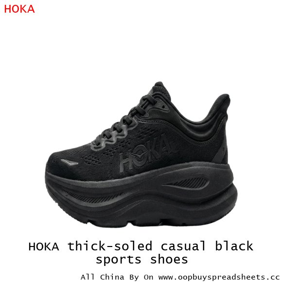 HOKA thick-soled casual black sports shoes