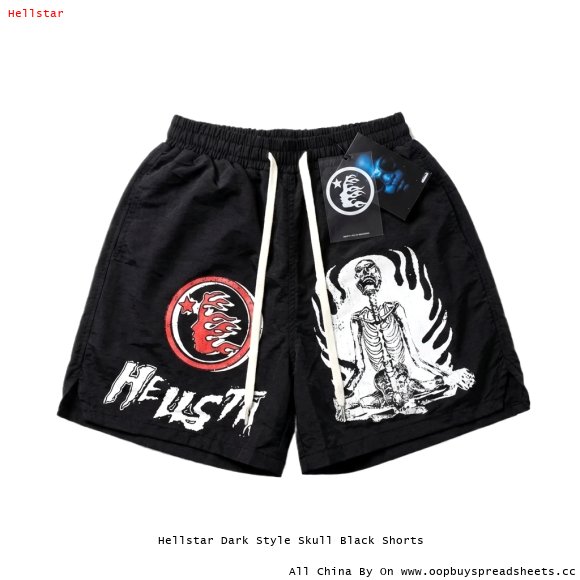 Hellstar Dark Style Skull Black Shorts