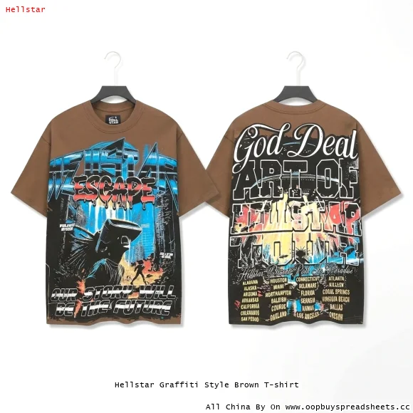 Hellstar Graffiti Style Brown T-shirt