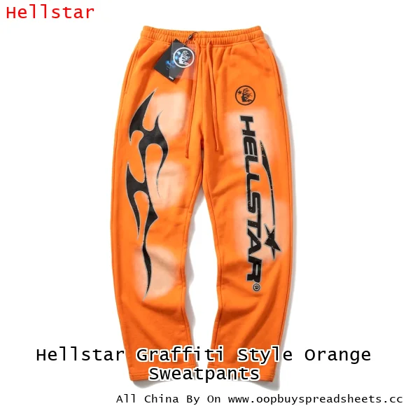 Hellstar Graffiti Style Orange Sweatpants