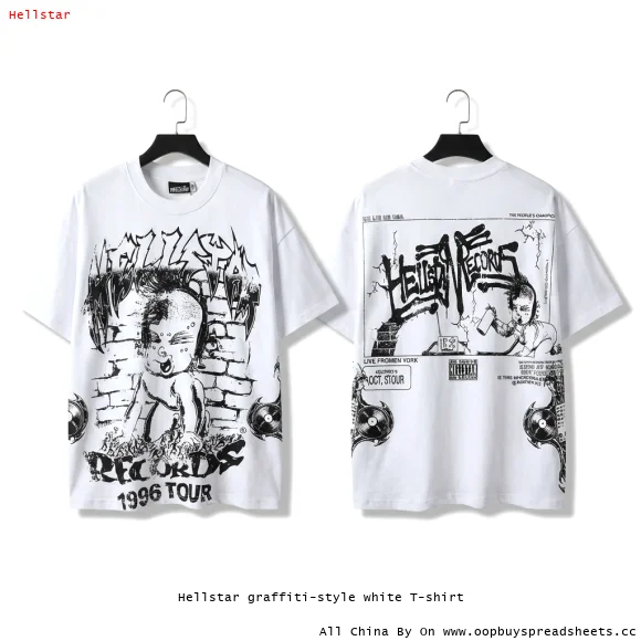 Hellstar graffiti-style white T-shirt