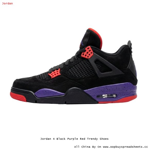 Jordan 4 Black Purple Red Trendy Shoes