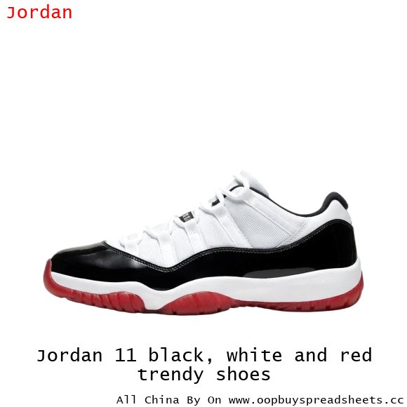 Jordan 11 black, white and red trendy shoes