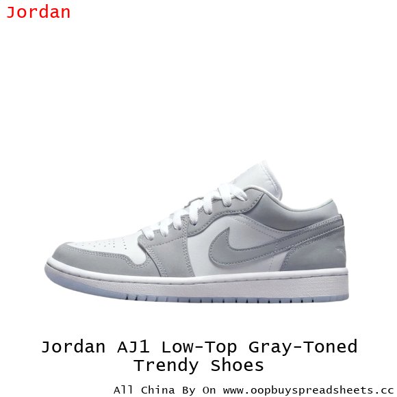 Jordan AJ1 Low-Top Gray-Toned Trendy Shoes