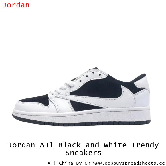 Jordan AJ1 Black and White Trendy Sneakers