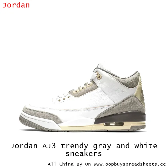 Jordan AJ3 trendy gray and white sneakers