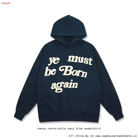 Kanye retro-style navy blue sweatshirt