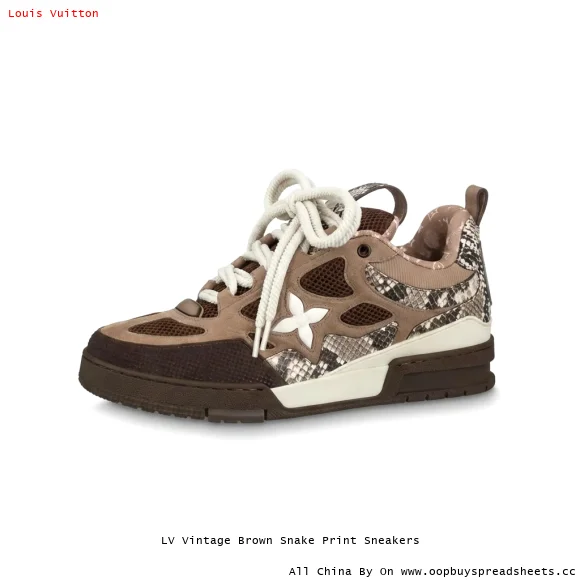LV Vintage Brown Snake Print Sneakers