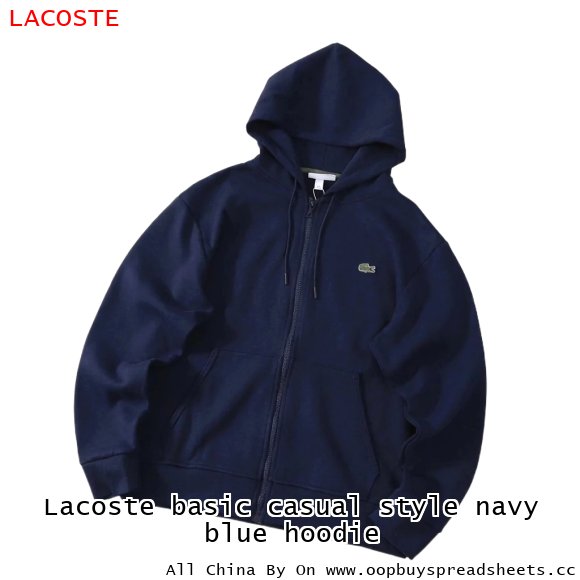 Lacoste basic casual style navy blue hoodie