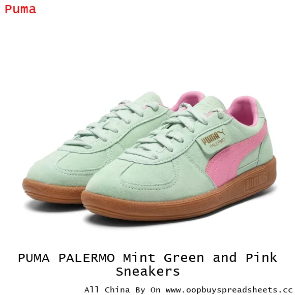 PUMA PALERMO Mint Green and Pink Sneakers