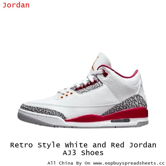 Retro Style White and Red Jordan AJ3 Shoes