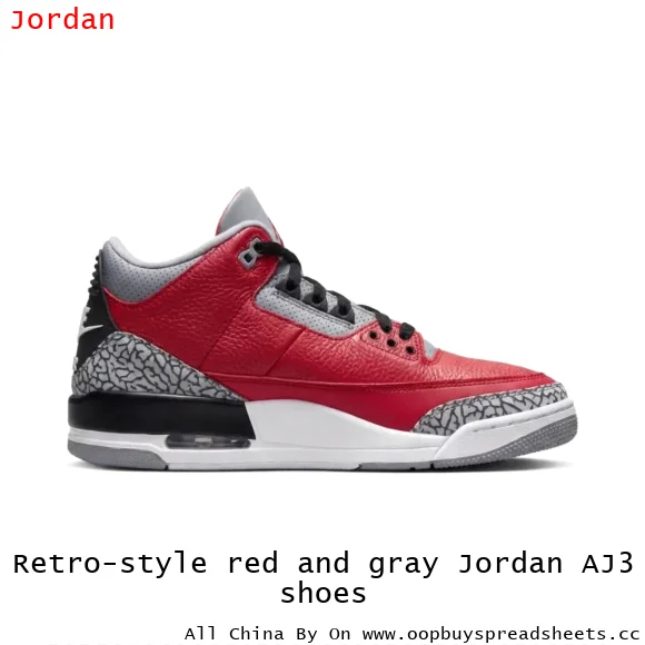 Retro-style red and gray Jordan AJ3 shoes