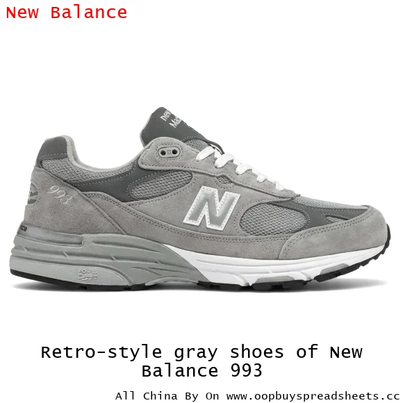 Retro-style gray shoes of New Balance 993