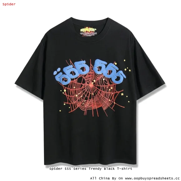 Sp5der 555 Series Trendy Black T-shirt