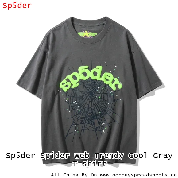 Sp5der Spider Web Trendy Cool Gray T-shirt