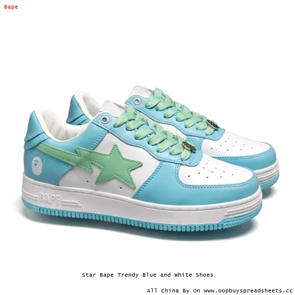 Star Bape Trendy Blue and White Shoes