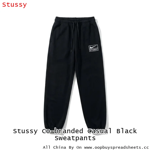 Stussy Co-branded Casual Black Sweatpants