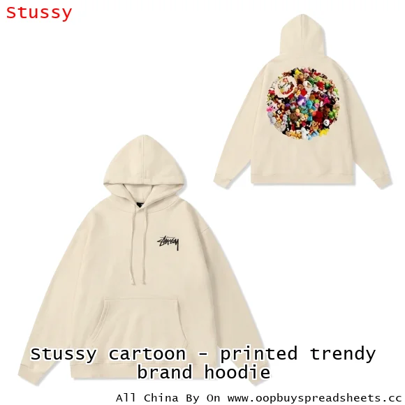Stussy cartoon - printed trendy brand hoodie
