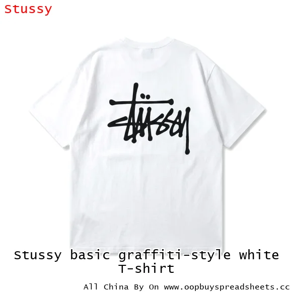 Stussy basic graffiti-style white T-shirt