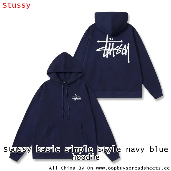 Stussy basic simple style navy blue hoodie