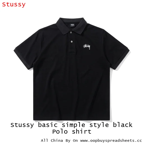 Stussy basic simple style black Polo shirt