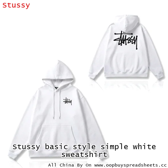 Stussy basic style simple white sweatshirt