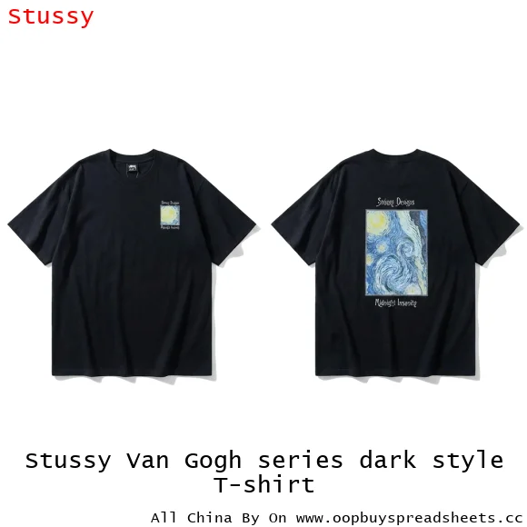 Stussy Van Gogh series dark style T-shirt