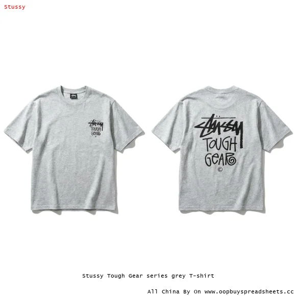 Stussy Tough Gear series grey T-shirt