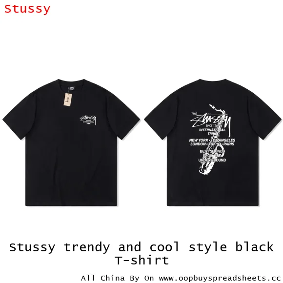 Stussy trendy and cool style black T-shirt